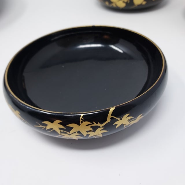Mid 20th Century MCM Japanese Lacquerware Salad Marked St - Set 7 Pieces For Sale - Image 4 of 12