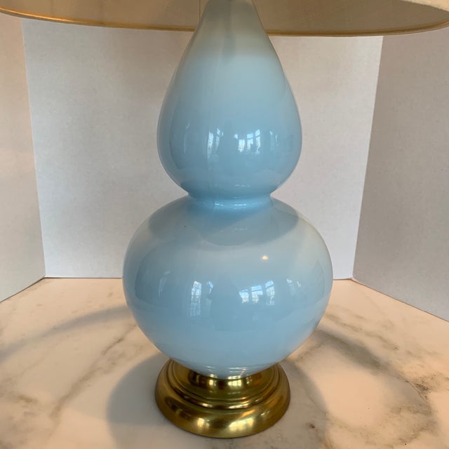 Pale Blue Double Gourd Lamp With Sea Grass Shade Chairish