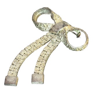 Silver Tone Bow Brooch For Sale