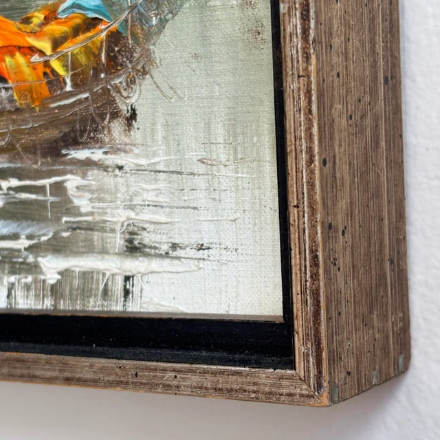 Mid-20th Century Asian Impressionist Junk Boat Oil-on-Canvas -- Framed For Sale - Image 14 of 18