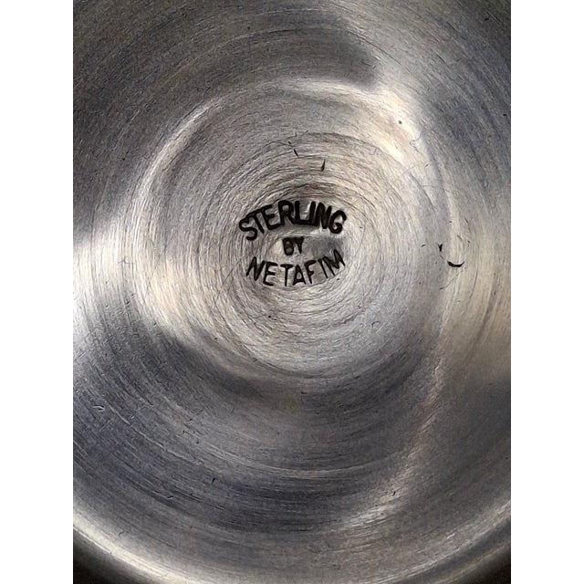 Metal 1990s Israeli Sterling Silver Kiddush Cup Cutout Hebrew Blessing Borei Pri Hagafen Netafim For Sale - Image 7 of 15