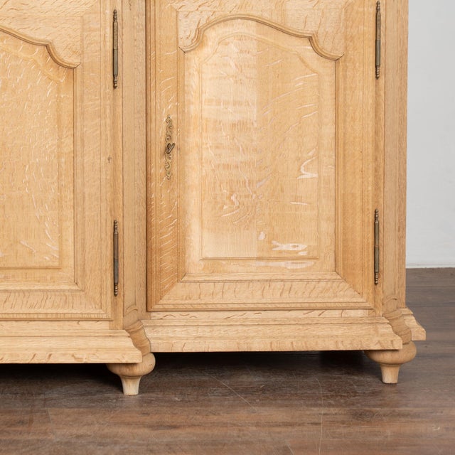 20th Century Long Bleached Oak Sideboard Buffet From Belgium For Sale - Image 16 of 17
