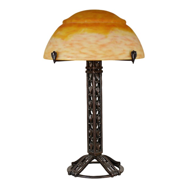 Large French Art Deco Table Lamp by Raymond Subes & Daum 1920s France For Sale