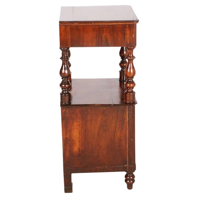 Italian Walnut Bedside Table with Drawer and Cabinet, Late 19th Century For Sale - Image 4 of 8