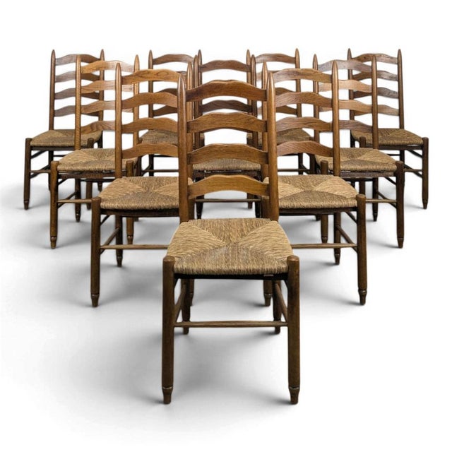 Brown Chalet Chairs in Wood, Set of 10 For Sale - Image 8 of 8