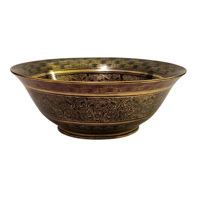 Andrea Sadek Red Green Gold and Black Bowl For Sale