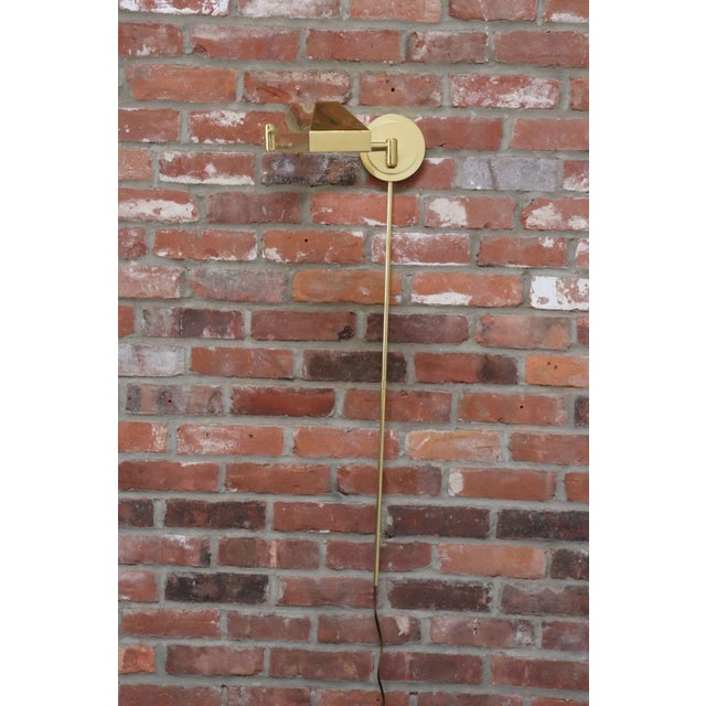 Vintage Polished Brass Swing Arm Wall Lamp With Swiveling Shade by Chapman For Sale - Image 14 of 18