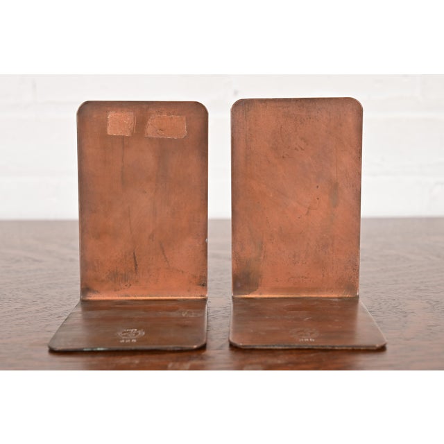 Silver Crest Arts & Crafts Sterling Silver on Bronze Bookends, Pair For Sale - Image 11 of 14