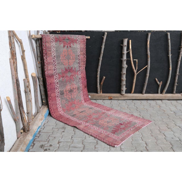 1960's Vintage Turkish Hand-Knotted Hallway Runner-3' X 11'6" For Sale - Image 9 of 11