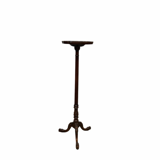 English Vintage Pie Crust Edge Top Pedestal Plant Stand For Sale - Image 3 of 3