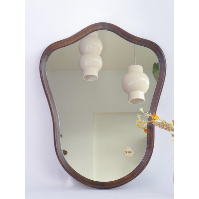 Wood Vintage Dutch Scalloped Wooden Mirror, 1950s For Sale - Image 7 of 11