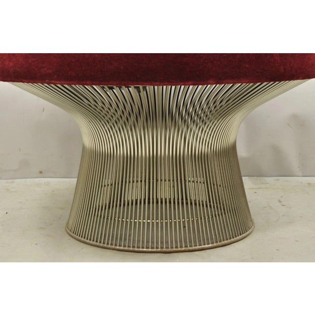 Mid 20th Century Vintage Warren Platner for Knoll 32" Round Chrome Base Ottoman Mushroom Stool For Sale - Image 5 of 12