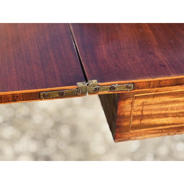 Brown Antique George III Mahogany Inlaid Fold-Over Tea Table, 1780 For Sale - Image 8 of 14