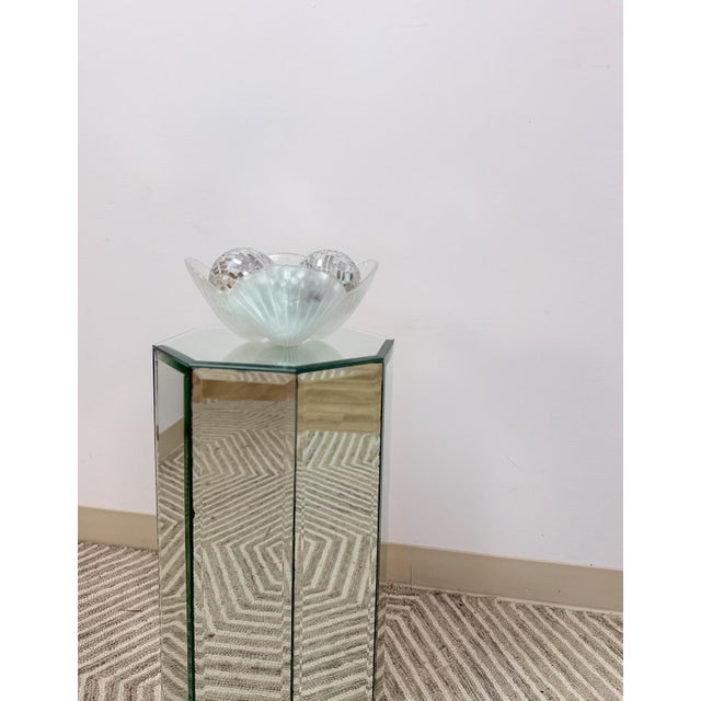 Mid-Century Modern Vintage Hexagonal Mirror Pedestal Table for Display or Decor For Sale - Image 3 of 8