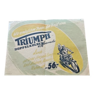 Small Vintage Poster Triumph Double Piston Motorcycle, 1950s For Sale