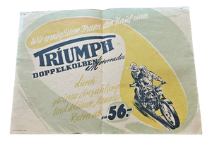 Small Vintage Poster Triumph Double Piston Motorcycle, 1950s