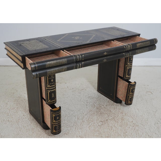 Traditional Maitland Smith Leather Wrapped 7 Drawer Console Sofa Table For Sale - Image 3 of 18
