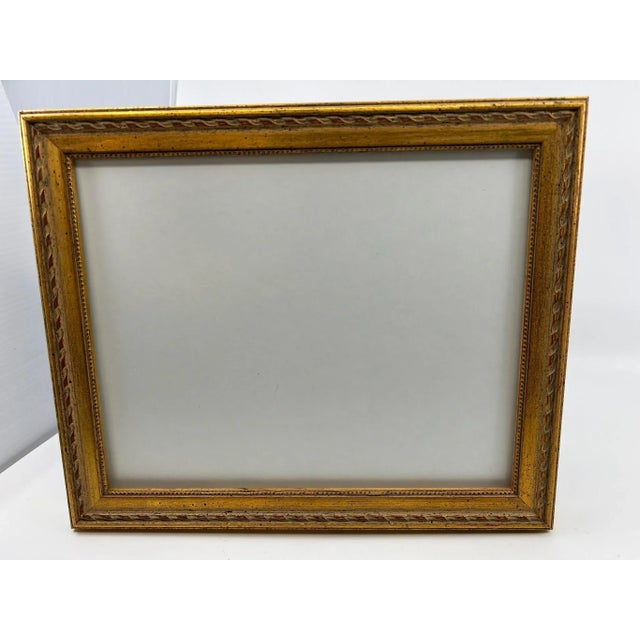 Vintage Italian Red Bole Gold Gilt Wood, Easel Back Picture Frame Under Glass For Sale - Image 10 of 14