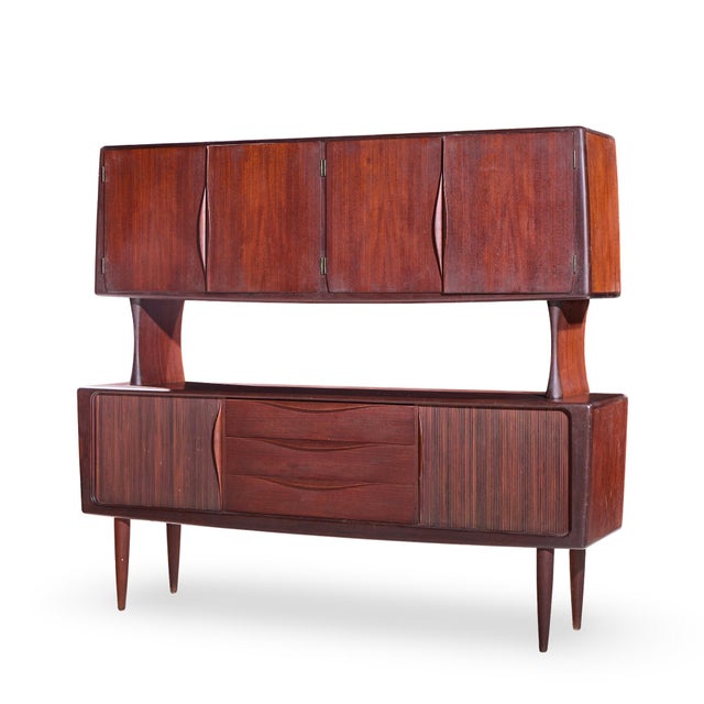 Mid-Century Modern Hos Wulff Mid Century Danish Teak Tambour Door Credenza and Hutch For Sale - Image 3 of 9