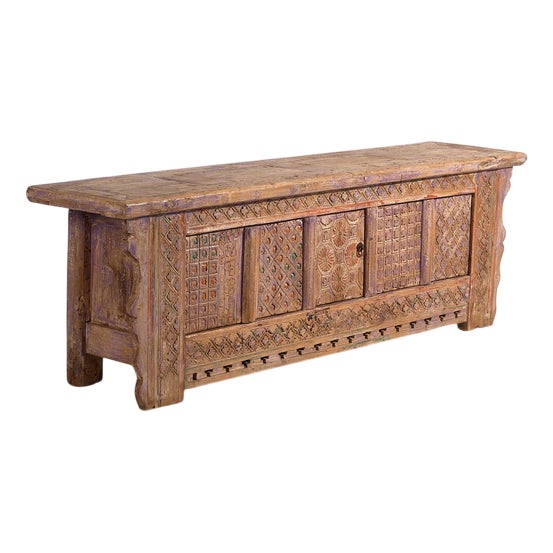 Antique Carved Sideboard with Violet Tones, 1850s For Sale