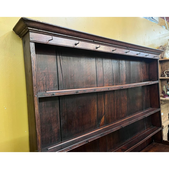 Antique George III English Oak Welsh Potboard Dresser and Plate Rack, C ...