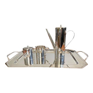 Mid-Century Silver by Boardman, Modernist Coffee Service With Tray, Six Piece Set For Sale