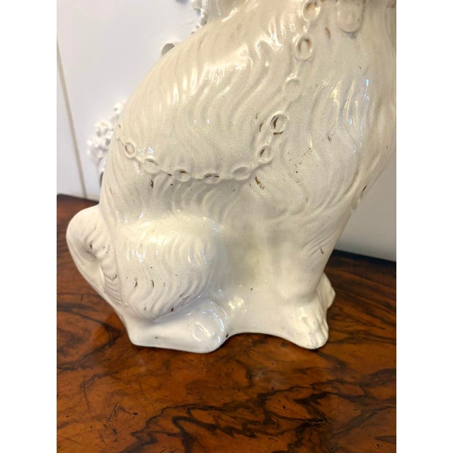White Large Antique Victorian Staffordshire Dogs, 1860, Set of 2 For Sale - Image 8 of 9