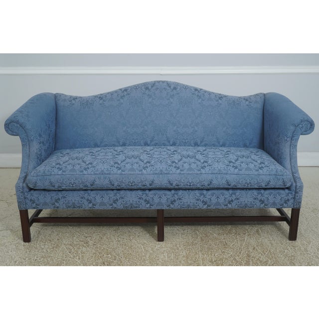 Age: C.1991 Details: Mahogany Down Seat Cushion High Quality Construction 18 C. design Chippendale Style Blue Damask...