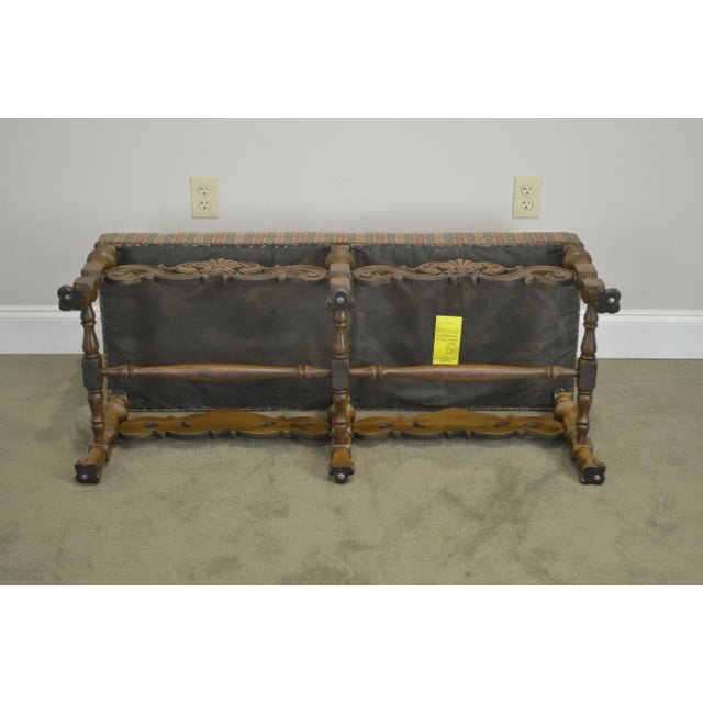 Brown Renaissance Revival Style Vintage Carved Mahogany Window Bench For Sale - Image 8 of 13