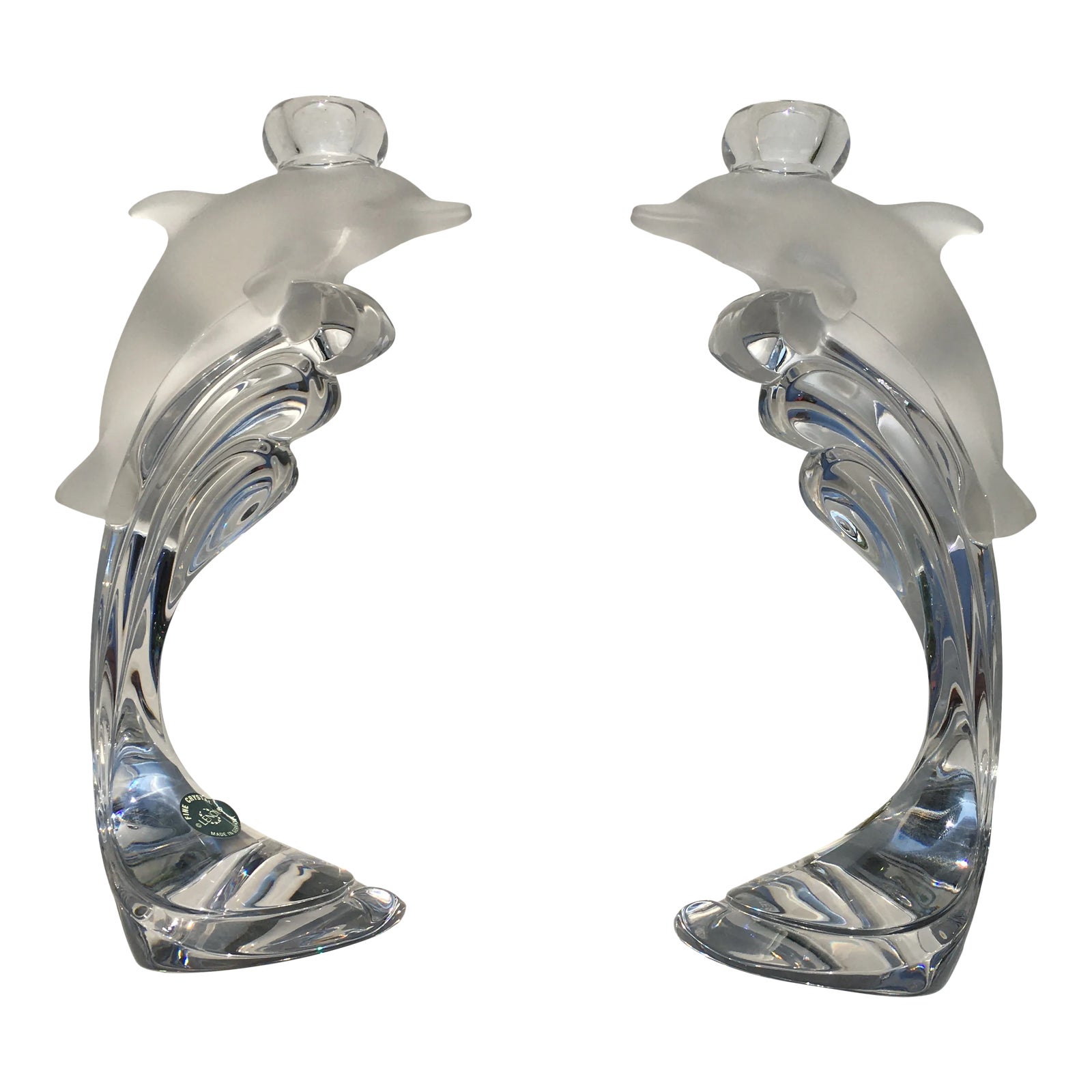 Lenox Crystal Dolphin Candle Sticks a Pair Chairish