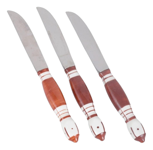 Lunch Knives in Stainless Steel and Porcelain by Bjørn Wiinblad for Rosenthal, 1980s, Set of 3
