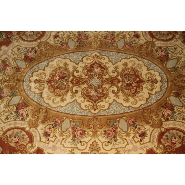 13x19 Rust & Terracotta Floral French Savonnerie Design Rug This exceptional one-of-a-kind rug captures the stately...