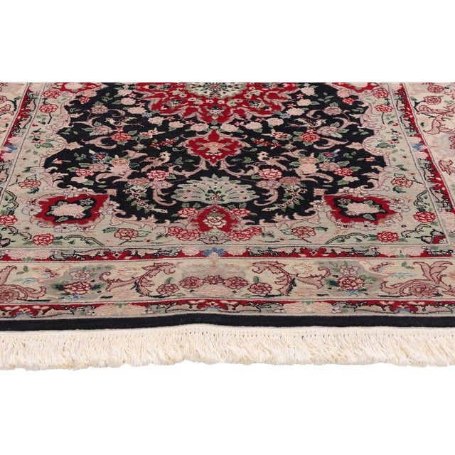 Vintage Chinese Tabriz Wool & Silk Rug - 03'11 X 06'05 For Sale - Image 4 of 9