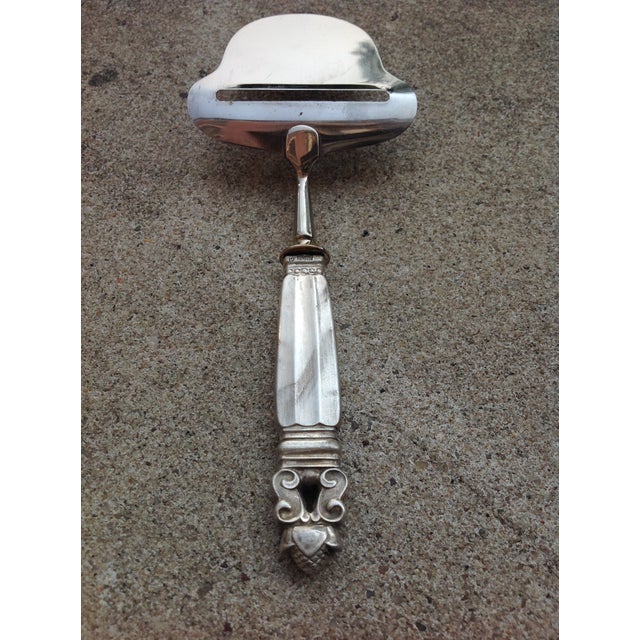 Metal Mid 20th Century Georg Jensen Cheese Plane Slicer Sterling Handle Ss Blade Acorn Pattern For Sale - Image 7 of 13