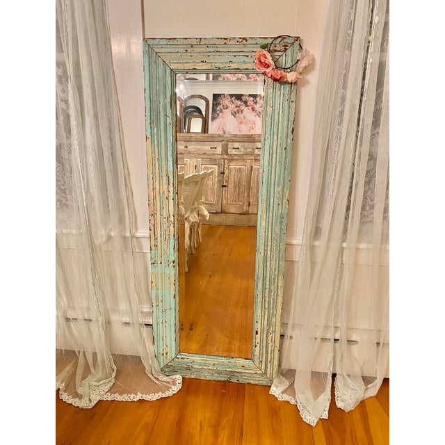 Antique Shabby Chic Beveled Floor Mirror Chairish