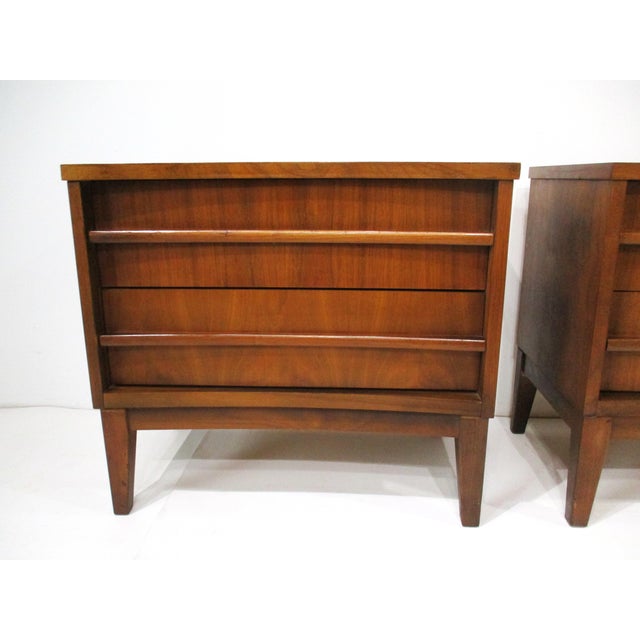 Mid-Century Modern Mid Century Walnut Nightstands in the Style of Altavista Lane For Sale - Image 3 of 12