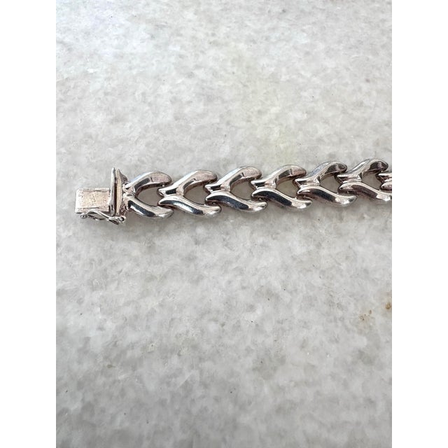 1990s Vintage Sterling Silver Wishbone Chain Link Wrap Bracelet - Stamped For Sale - Image 5 of 6