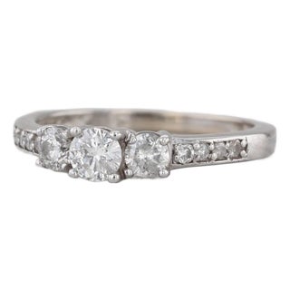 0.81ctw Diamond 3-Stone Engagement Ring 14k White Gold Size 9.25 Ring For Sale