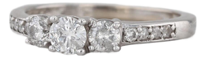 0.81ctw Diamond 3-Stone Engagement Ring 14k White Gold Size 9.25 Ring