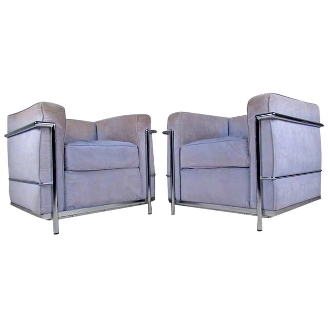 Mid-Century Modern Le Corbusier Style Lounge Chairs - a Pair For Sale