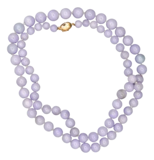 Gia Certified Gumps San Francisco Type a Lavender Jadeite Bead Necklace