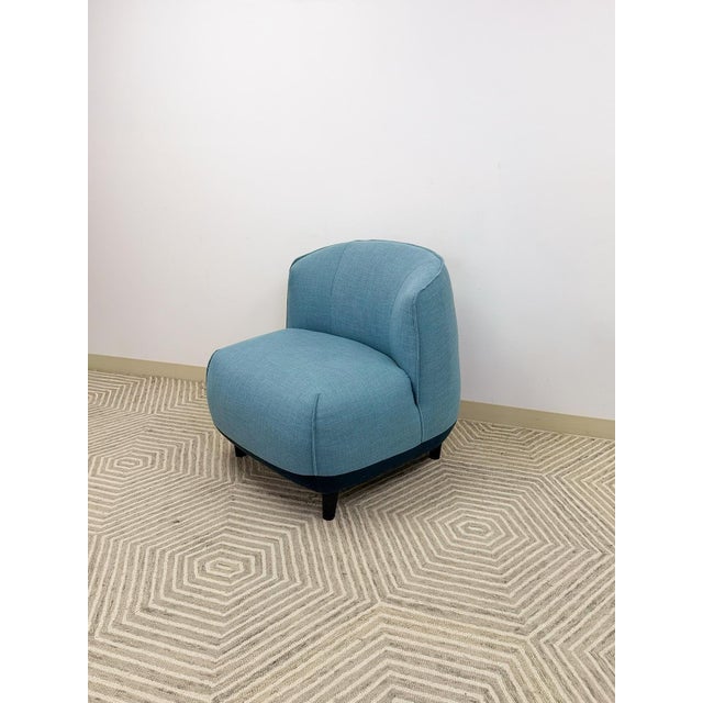 Costal Modern Blue Upholstered Accent Chair Living Room Bedroom Comfortable For Sale - Image 4 of 9