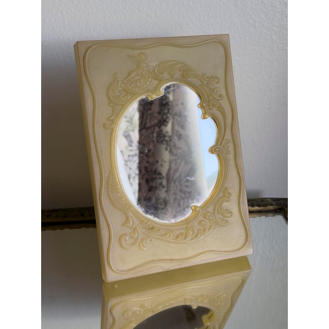 Rococo 1950s Vintage Rococo Revival Cherub Resin Table Mirror For Sale - Image 3 of 13
