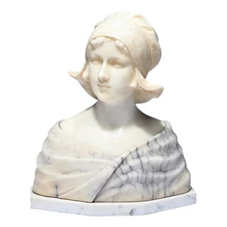 Gustave van Vaerenbergh, Bust of a Young Girl, Marble For Sale