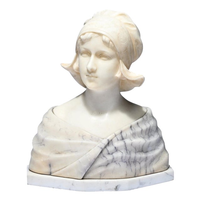 Gustave van Vaerenbergh, Bust of a Young Girl, Marble For Sale
