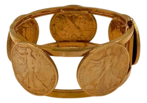 Genuine Vintage American Usa Dollar Coin Rose Gold Vermeil Sterling Silver Wide