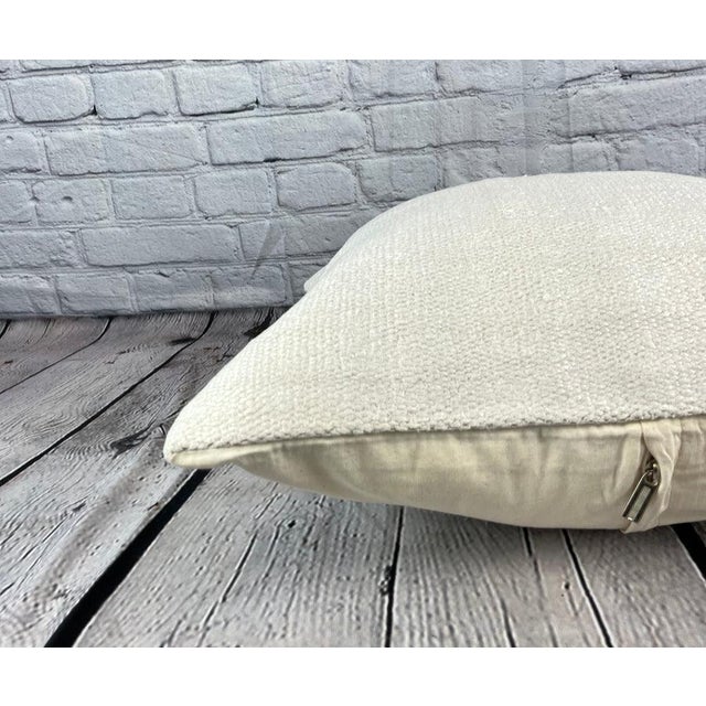 20 x 20 Hemp Pillow Turkish Cushion Natural Grayish White Pillow Cushion Cover For Sale - Image 4 of 4