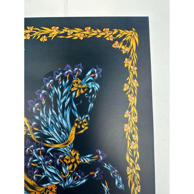 2000 - 2009 Vintage Framed Authentic Original Hermès Art Advertisement Lithograph Featuring Hermès Scarf For Sale - Image 5 of 6