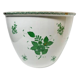 Large Chinese Green Bouquet Apponyi Cachepot in Porcelain