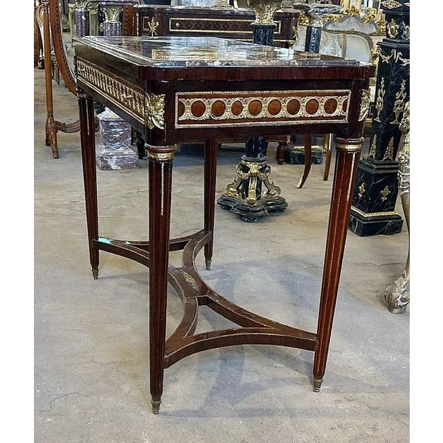French Style Marble Topped Table Desk With Gold Details For Sale - Image 4 of 5
